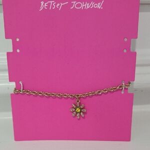 Betsey Johnson Gold Daisy Charm Necklace
